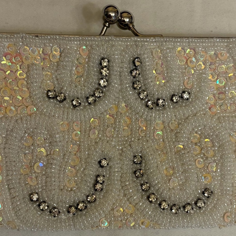 Chic Cream Beaded Clutch
